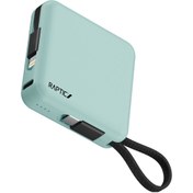 Resim Raptic Lightning Ve Type-c Kablolu Dijital Led Göstergeli Askılı Powerbank 5000mah Yeşil 