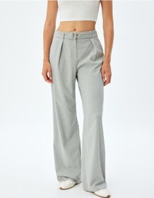 Resim Koton Kemerli Kumaş Pantolon Düz Paça Cepli Gri 5wak40017pw Gri 