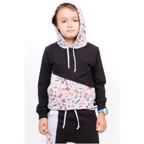 Resim Toontoy Kids Toontoy Erkek Çocuk Kapüşonlu School Baskılı Sweathirt Gri Melanj 