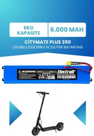 Resim ELECTROLL Citymate Plus 350 Uyumlu Batarya (Eko Kapasite) 36v 6.000Mah Elektrikli Scooter Bataryası 