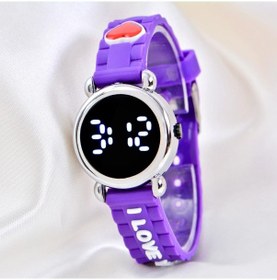 Resim Mor Silikon Kordon 04-09 Yaş Takvimli Şirin Led Ekran Küçük Çocuk Kol Saat St-304156 