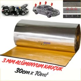 Resim Araç Oto Ses Isı Yalıtım Bandı 3mm x 30CMX10METRE Alüminyum Folyolu Kauçuk Bant Izolasyon Malzemesi 