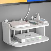 Resim 1pc Yer Tasarrufu Duvar Monte Raf, PP Malzeme, Deliksiz Router ve TV Set-Top Box Organizer Raf, Ücretsiz Faydali Depolama Çözümü 