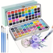 Resim 1 set Katı Sulu Boya Seti, Metal Kutulu Sulu Boya Malzemeleri, Sulu Boya Pigment Sanat Malzemeleri, Okula Dönüş Yeni Yıl Tatil Hediyesi (50//100/168 Renk) Sanat Malzemeleri 