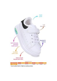 Resim Kiko Kids Tinsa Günlük Cırtlı Işıklı Kız Bebek Spor Ayakkabı Beyaz - Siyah Beyaz - Siyah 