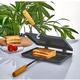Resim Bonera Granit Efektli Döküm Ocak Üstü Tost Makinesi 