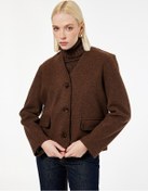 Resim Koton Çoban Dikişi Detaylı Düğmeli Uzun Kollu Cepli Kaşe Ceket Kahverengi 6wak20248ew Kahve 