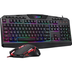 Resim Redragon S101-3 Kablolu Türkçe Q RGB Siyah Klavye ve Mouse Set Redragon