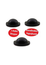 Resim Silikon Kapı Stoperi Siyah 3 Adet Tamponu Kendinden Yapışkanlı Siyah Kapı Kolu Stopu 