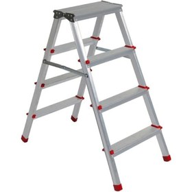 Resim Elmas Serisi - 4+4 Alüminyum Çift Çıkışlı Merdiven - 4 Basamaklı Ev, Bahçe Ve İş Yeri Kullanımına Uygun 