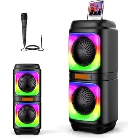 Resim Blic Bls-48 Akıllı Taşınabilir Bluetooth Extra Bas Hoparlör Disko Işıklı Ses Sistemi Mikrofo 