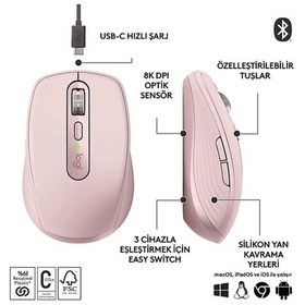 Resim Byars-anywhere 3s Kompakt 8000 Dpı Optik Sensörlü Sessiz Bluetooth Kablosuz Mouse - Pembe -byars 001 