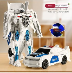 Resim Dönüşen Oyuncak Araba Robotu - Beyaz 