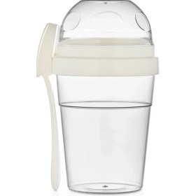 Resim Nuit Concept Yoğurt Kabı Qlux Müsli Hazneli Kaşıklı Yoğurt Porsiyon Kabı L-00812 Bpa Içermez 