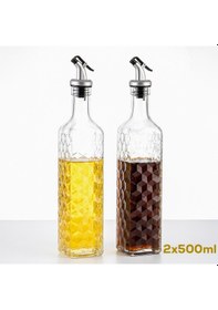 Resim Porsima Dhz90116-1 2li Sızdırmaz Kapaklı Cam Yağlık Sirkelik Yağdanlık 500ml 