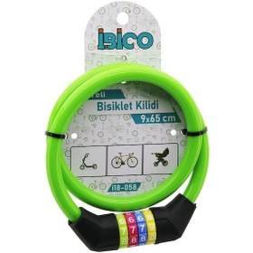 Resim Şifreli İnce Bisiklet Kilit Çelik Tel Yeşil Renkli Kılıf 9mmx65cm Çok Renkli 