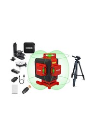 Resim Kobb Kbl35gtp Şarjlı 4x360⁰ Otomatik Hizalamalı Yeşil Çapraz Çizgi Lazer Distomat + Uzaktan Kumanda + Tripod 