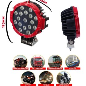 Resim Nkt Group 7 Inc 17 LED Yuvarlak Offroad Lamba 51W 11K Lümen Beyaz LED 