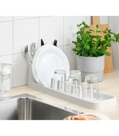 Resim PremiumPort Tezgah Üstü Bulaşıklık 48 cm Krem Plastik Tabaklık ve Kaşıklık 