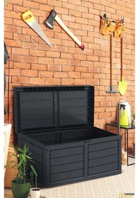 Resim 320 Litre Tekerlekli Kapaklı Bahçe Depolama Sandığı Siyah 
