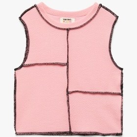 Resim Koton Dikiş Detaylı Viskon Karışımlı Bisiklet Yaka Atlet Pembe 5skg30058ak Gül 