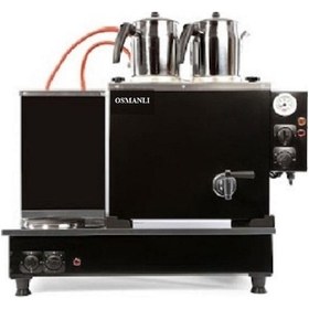 Resim Osmanlı Mat Siyah 2 Demlikli Çay Kazanı Tamotomatik Çay Ocağı Semaver 