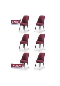 Resim Canisa Concept Dexa Serisi 6 Adet Bordo Sandalye Siyah Ayaklı Bordo 