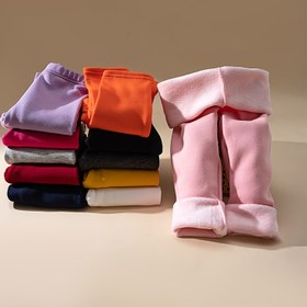 Resim 1 Paket/4-12 Yaş Kızlar İçin Kışlık Kalın Astarlı Termal İç Çamaşırı, Soğuk Havalara Uygun, Basit Tasarım, Okul Öğrencileri İçin Kalın Malzeme 