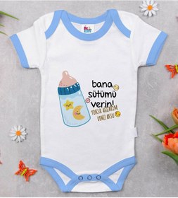Resim Bitmeyenkartus Bk Kids Kişiye Özel Mavi Bebek Body Zıbın - Model 21 Çok Renkli 