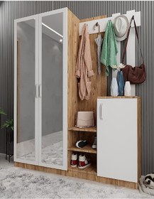 Resim Moon Portmanto Vestiyer Çam Beyaz-140 cm 