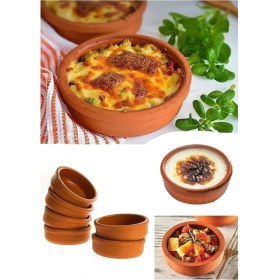 Resim 6'lı Çömlek Sütlaç Kase Güveç Seti, Kahverengi, Doğal ve Şık Tasarım 