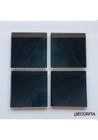 Resim Decorita Cam Bardak Altlığı 4'lü Takım Black Rock 10 CM X 10 CM Siyah 