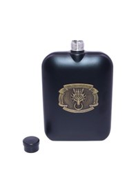 Resim Ejder - Dragon Desenli Paslanmaz Çelik Cep Matarası 7 Oz 200ml Siyah 
