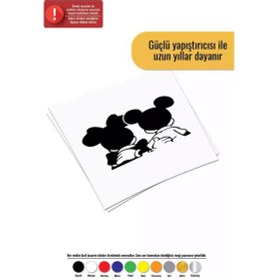 Resim Arkası Dönük Mickey Minnie - Araç, Oto, Laptop, Duvar Uyumlu Sticker 40 28 Cm 