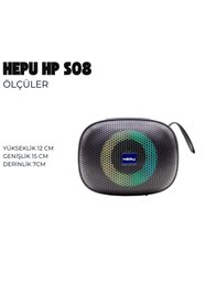 Resim HEPU HP-S08 Taşınabilir Şarjlı Bluetooth Hoparlör Rgb Usb Aux Tf 1500 Mah Joyous Sound TWS 