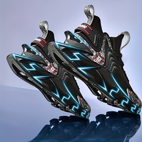 Resim Erkeklerin Trendy Katı Bıçak Tipi Sneaker'ları, Erkeklerin Açık Hava Aktiviteleri için Rahat Kaymaz Bağcıklı Dayanıklı Ayakkabıları 