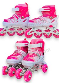 Resim Pasifik Çift Sıra Ayarlanabilen 4 Tekerlekli Işıklı Alıştırma Pateni 