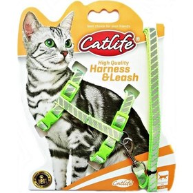 Resim Catlife Gece Parlayan Gezdirme Kedi Göğüs Tasması Seti Yeşil 110 CM 
