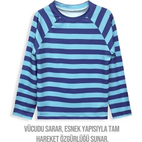 Resim Uv Korumalı Çizgili Erkek Çocuk Mayo T-Shirt 