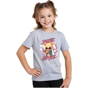 Resim Panios Kids And Cool Baskılı Kız Çocuk Kısa Kollu T-shirt Gri 