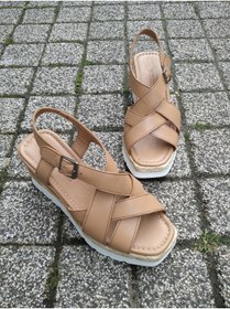 Resim Shade ayakkabı Hakiki Deri Kadın Taba Dolgu Topuklu Sandalet 089-505 