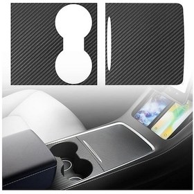 Resim Tesla Model Y/model 3 Orta Konsol Mat Siyah Karbon Kaplama, 2 Ad 