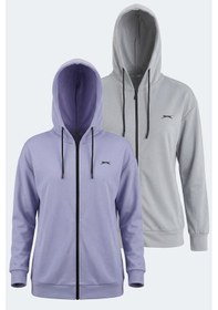 Resim Slazenger Kathleena 2 Li Set Kadın Sweatshırt Gri - Mor 
