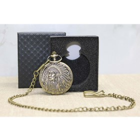 Resim Store Kutulu Kızılderili Tasarım Köstekli Saat 4x5 Antik Retro Cep Saati Hediyelik ve Koleksiyonluk 