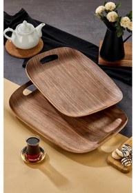 Resim Cooker 2'li Lüks Ahşap Oval Sunum Tepsisi 50x37 Cm Ve 45x32 Cm Yk1470 Diğer 