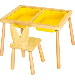 Resim Wood & Joy Doğal Ahşap Duyusal Çocuk Aktivite Masası Oyun Masası ve Çocuk Çalışma Masası 2 Sandalye Seti 
