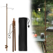 Resim Taşınabilir Katlanabilir Mini Alüminyum Fener Standı - Ultra Hafif, Cilalı Yüzeyli, Ayarlanabilir Yükseklikli ve Asma Ekipmanları için Güvenli Kanca ile Kamp ve Piknik Masa Lambası Tutacağı 