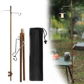 Resim Taşınabilir Katlanabilir Mini Alüminyum Fener Standı - Ultra Hafif, Cilalı Yüzeyli, Ayarlanabilir Yükseklikli ve Asma Ekipmanları için Güvenli Kanca ile Kamp ve Piknik Masa Lambası Tutacağı 
