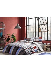 Resim Taç Çift Kişilik Ranforce Nevresim Takımı Foster Mavi 