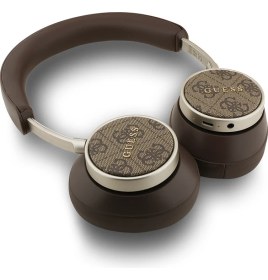 Resim Guess Lisanslı Pu Metal Klasik Yazı Logolu Kulak Üstü Bluetooth Kulaklık Kahverengi 